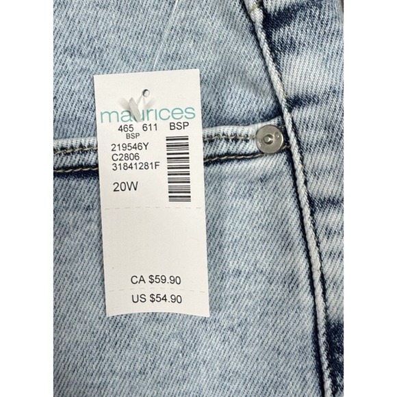 KanCan High Rise Curvy Denim Shorts Womens 20W Blue Distressed Light Wash Boho - Picture 8 of 9